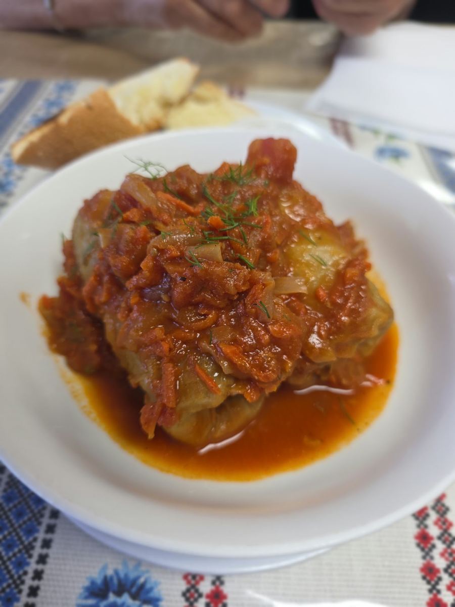 Stuffed cabbage rolls in tomato sauce